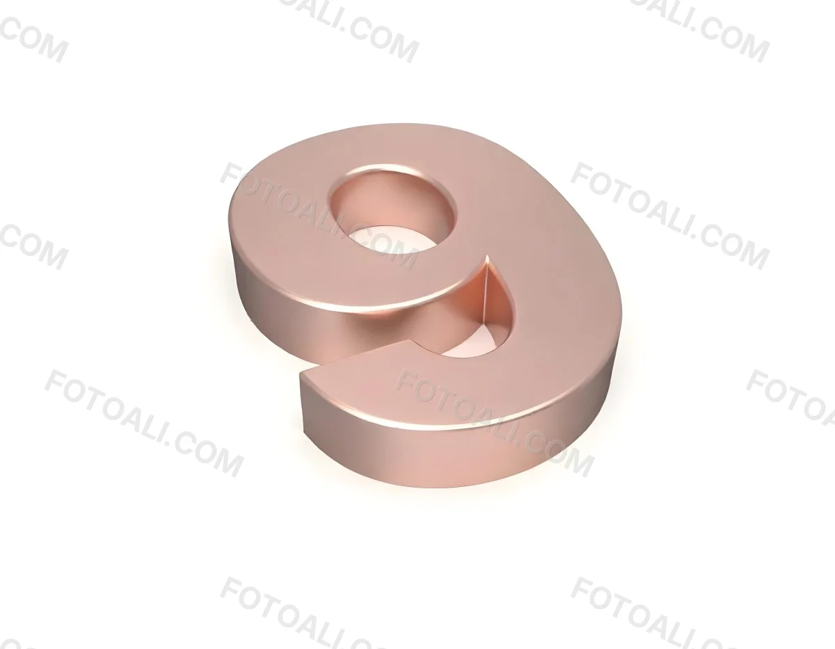 A Metallic Rose Gold Number Nine With Rounded Edges Casting A Soft Shadow On A Plain White Background Clean And Minimalist Design 6 3f59