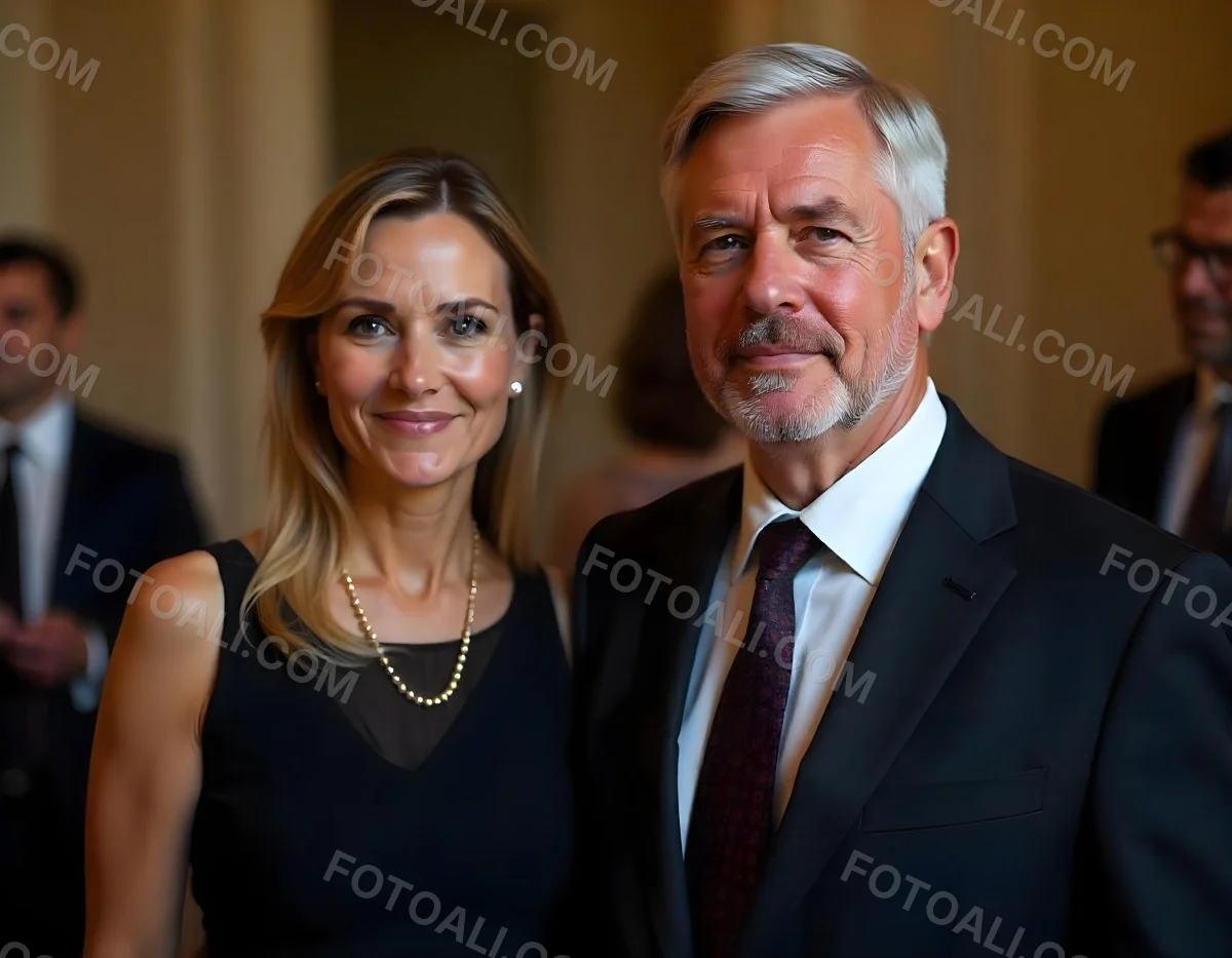 A Middle Aged Caucasian Woman With Short Blonde Hair And A Middle Aged Caucasian Man With Gray Hair And Glasses Both Smiling And Dressed Formally 4 E60d