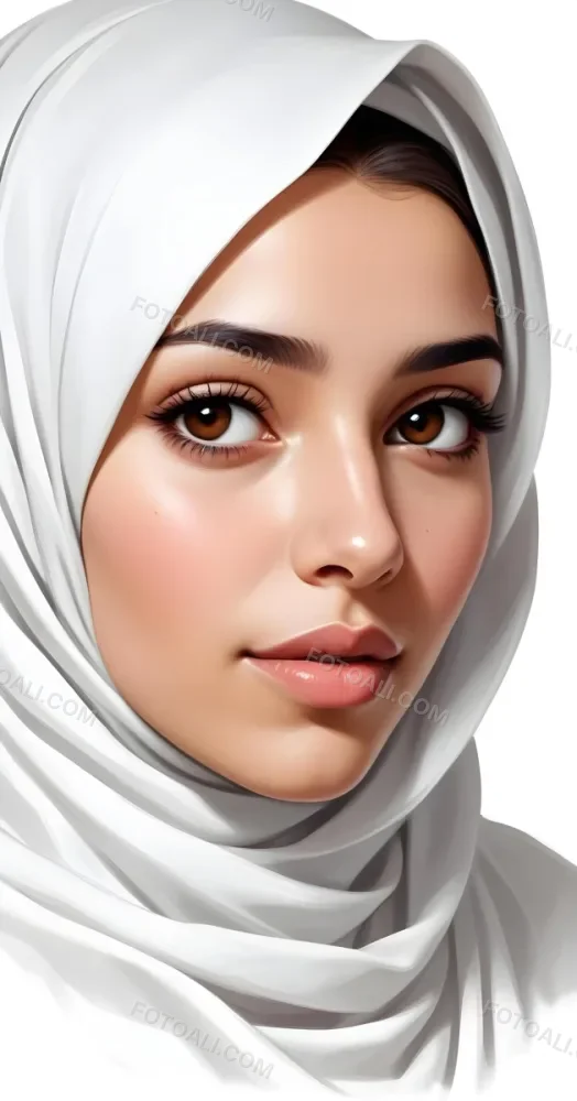 A Middle Eastern Woman 22 Years Old Light Skin Brown Eyes Wearing A White Hijab In A White Background 11 8ef6
