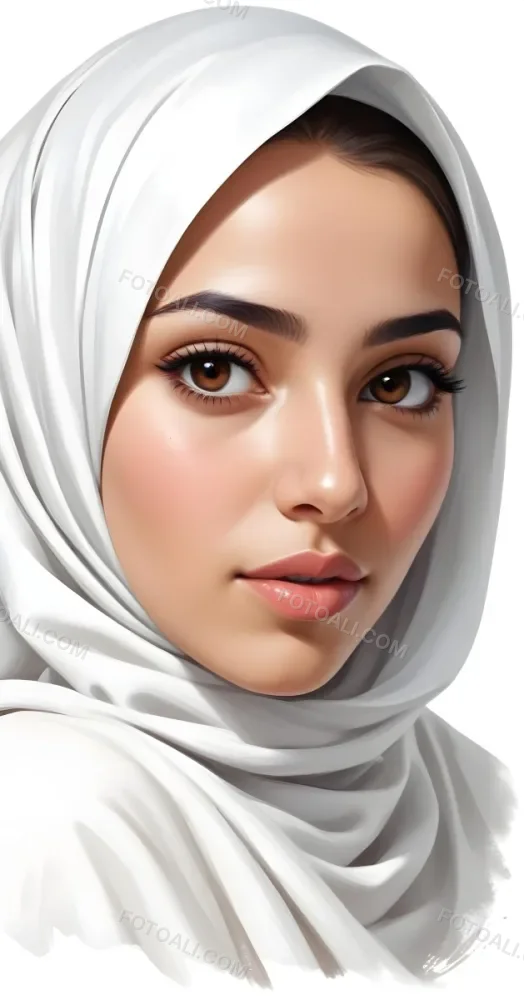 A Middle Eastern Woman 22 Years Old Light Skin Brown Eyes Wearing A White Hijab In A White Background 17 570f