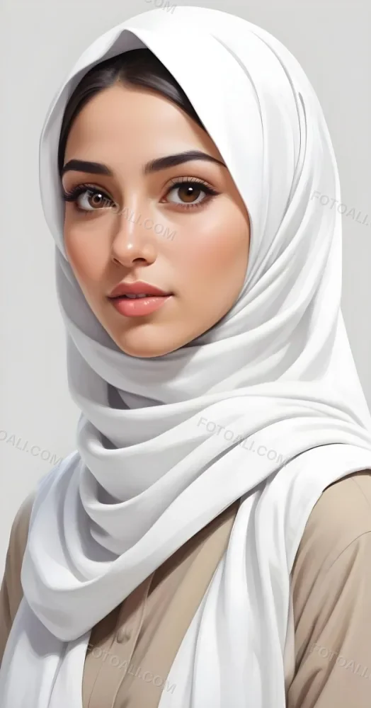 A Middle Eastern Woman 22 Years Old Light Skin Brown Eyes Wearing A White Hijab In A White Background 18 Fddd