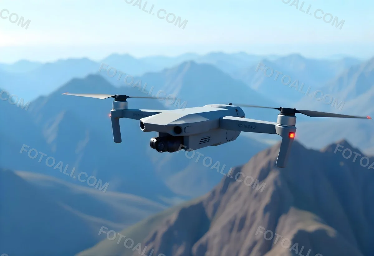 A Military Drone Flying Over A Mountainous Landscape Clear Blue Sky Aerial Perspective Sharp Focus Natural Lighting Daytime High Altitude Surveillance Mission Advanced Technology Unmanned Aircraft 4 Be37