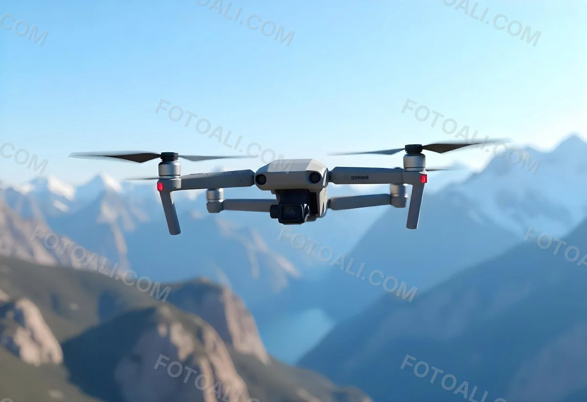 A Military Drone Flying Over A Mountainous Landscape Clear Blue Sky Aerial Perspective Sharp Focus Natural Lighting Daytime High Altitude Surveillance Mission Advanced Technology Unmanned Aircraft 6 Db60