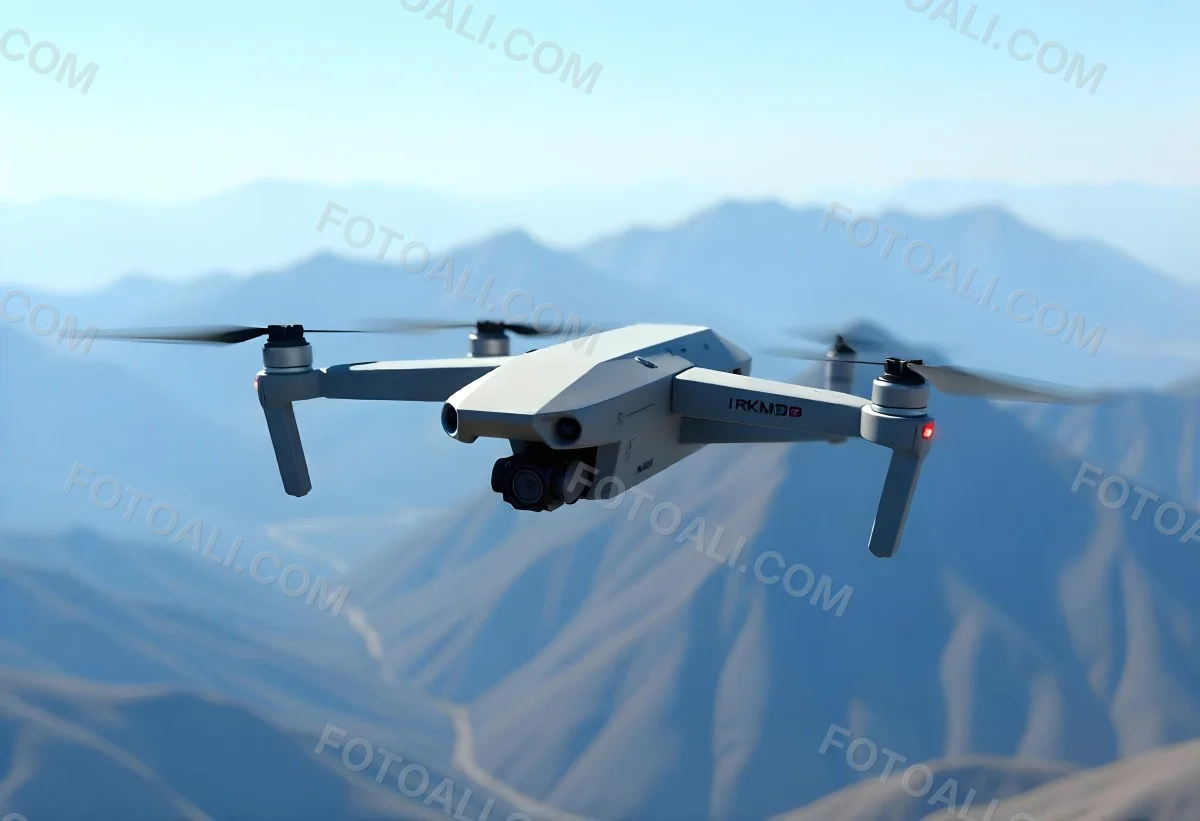 A Military Drone Flying Over A Mountainous Landscape Clear Blue Sky Aerial Perspective Sharp Focus Natural Lighting Daytime High Altitude Surveillance Mission Advanced Technology Unmanned Aircraft 8 2745