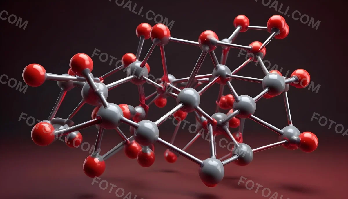 A Molecular Structure With Red And Gray Spheres Connected By Rods Floating In A Red And Dark Background 13 3a6d