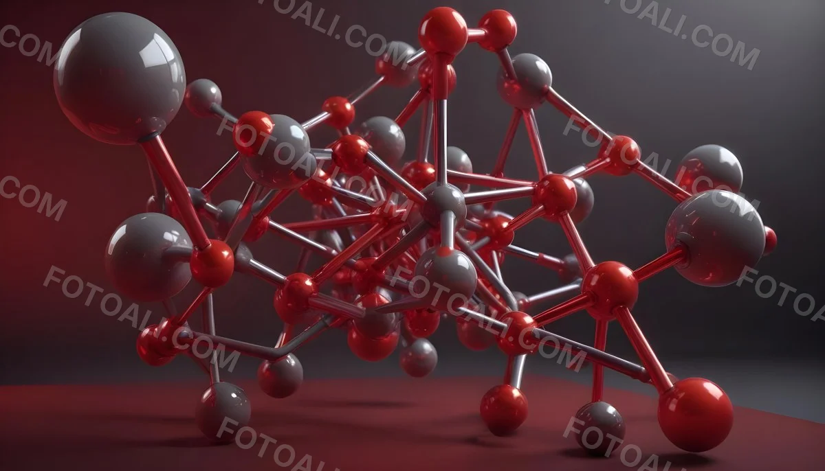 A Molecular Structure With Red And Gray Spheres Connected By Rods Floating In A Red And Dark Background 17 Eaf8