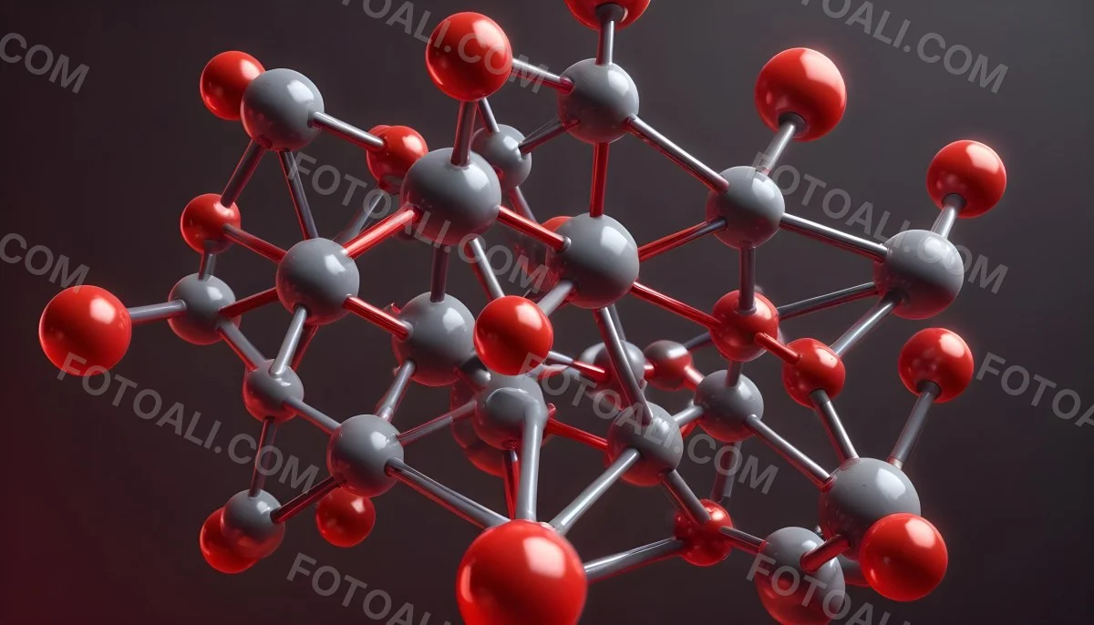 A Molecular Structure With Red And Gray Spheres Connected By Rods Floating In A Red And Dark Background 3 F6b3