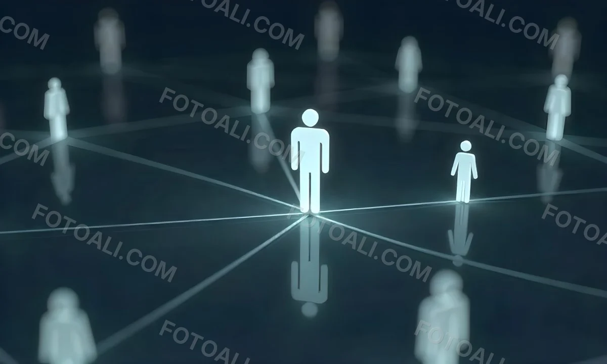 A Network Of Glowing Stick Figures Connected By Lines Symbolizing Connections And Relationships On A Dark Background 12 Dfe8