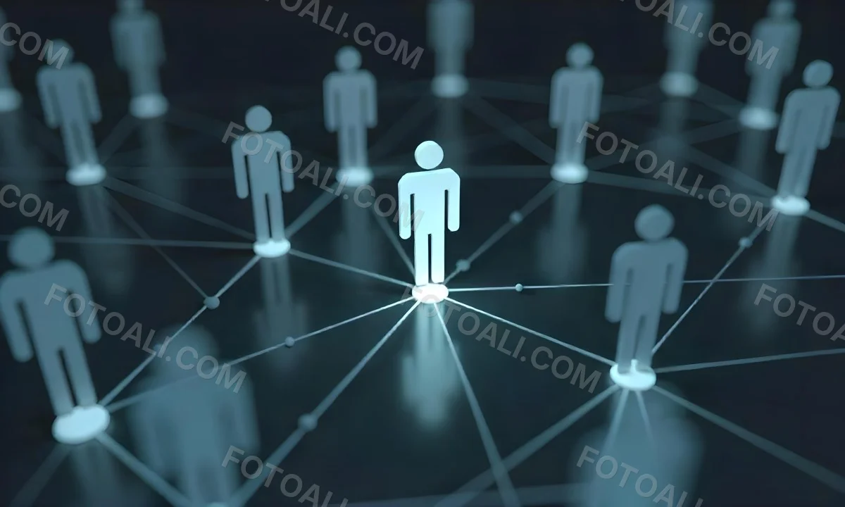 A Network Of Glowing Stick Figures Connected By Lines Symbolizing Connections And Relationships On A Dark Background 16 364a
