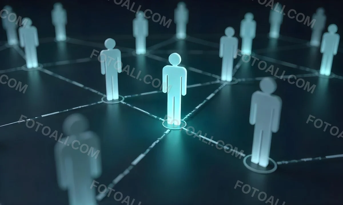 A Network Of Glowing Stick Figures Connected By Lines Symbolizing Connections And Relationships On A Dark Background 17 604c