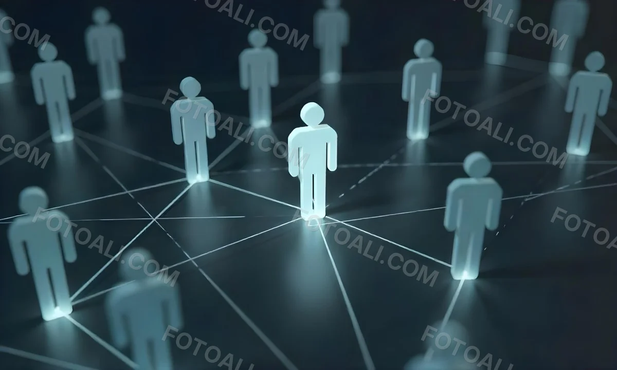 A Network Of Glowing Stick Figures Connected By Lines Symbolizing Connections And Relationships On A Dark Background 2 6779