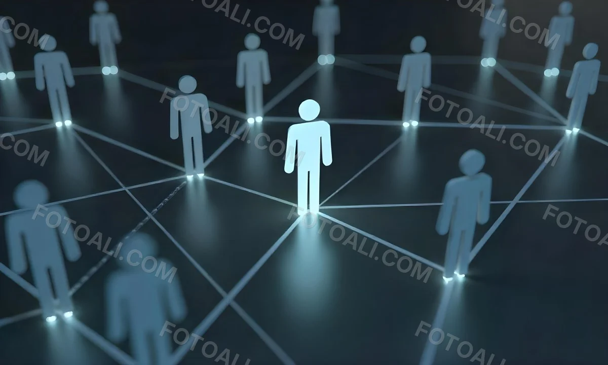 A Network Of Glowing Stick Figures Connected By Lines Symbolizing Connections And Relationships On A Dark Background 20 1357
