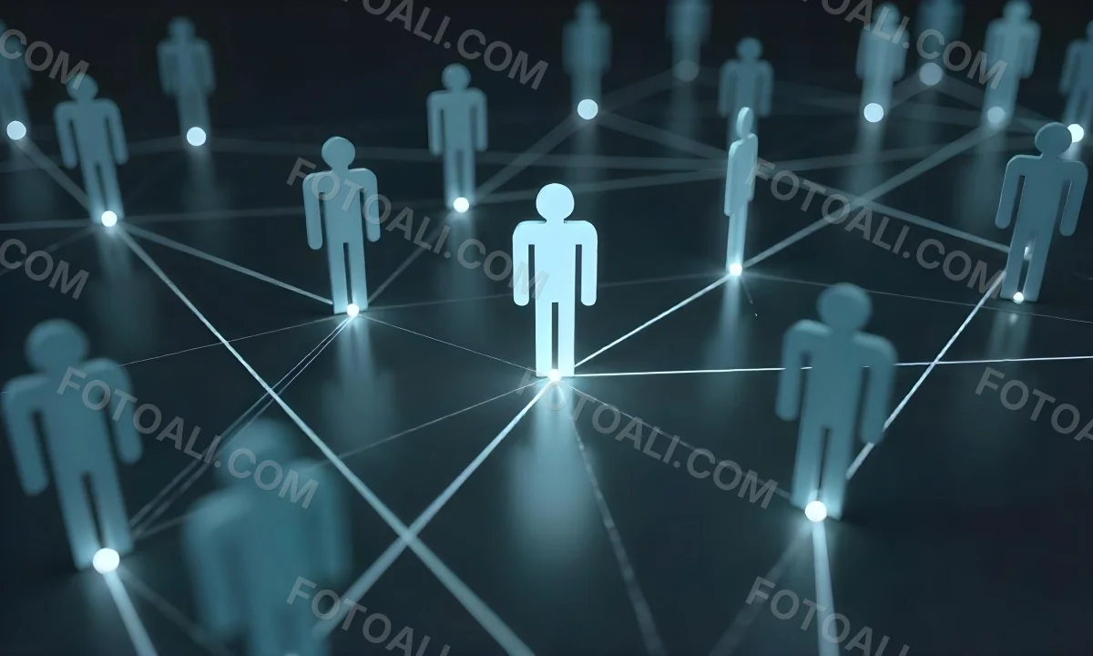 A Network Of Glowing Stick Figures Connected By Lines Symbolizing Connections And Relationships On A Dark Background 3 C2fe