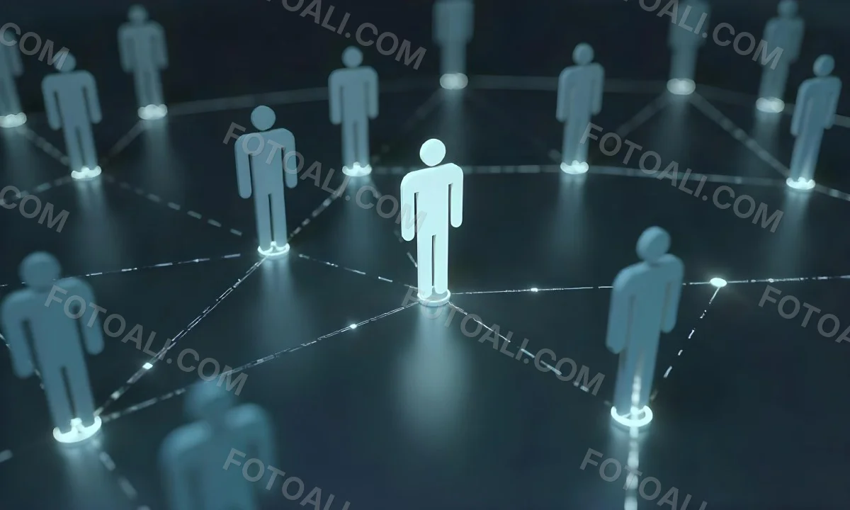 A Network Of Glowing Stick Figures Connected By Lines Symbolizing Connections And Relationships On A Dark Background 6 94f5