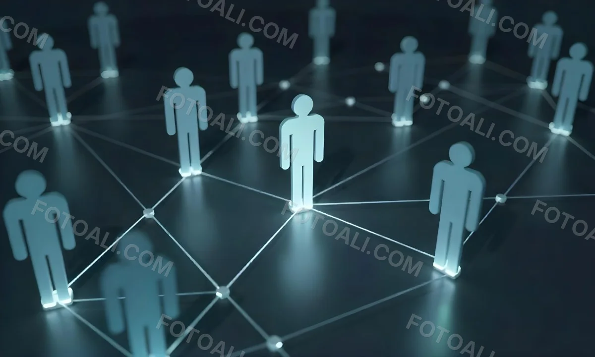 A Network Of Glowing Stick Figures Connected By Lines Symbolizing Connections And Relationships On A Dark Background 8 49e0
