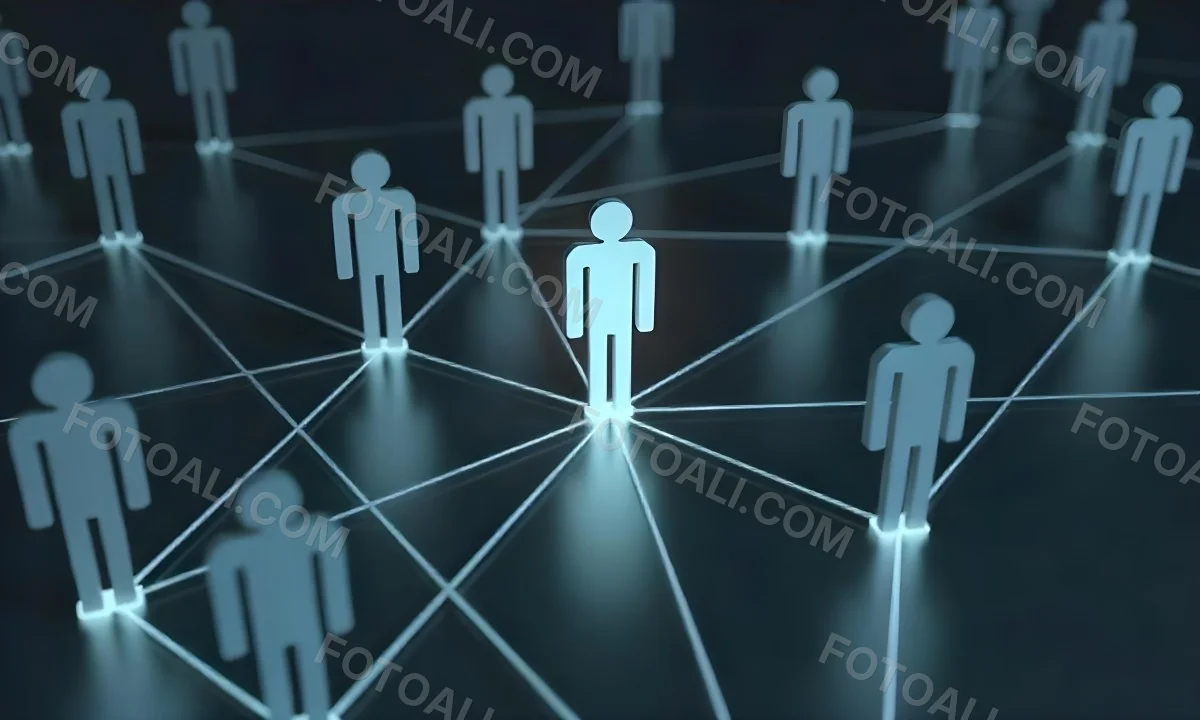 A Network Of Glowing Stick Figures Connected By Lines Symbolizing Connections And Relationships On A Dark Background 9 3fa9