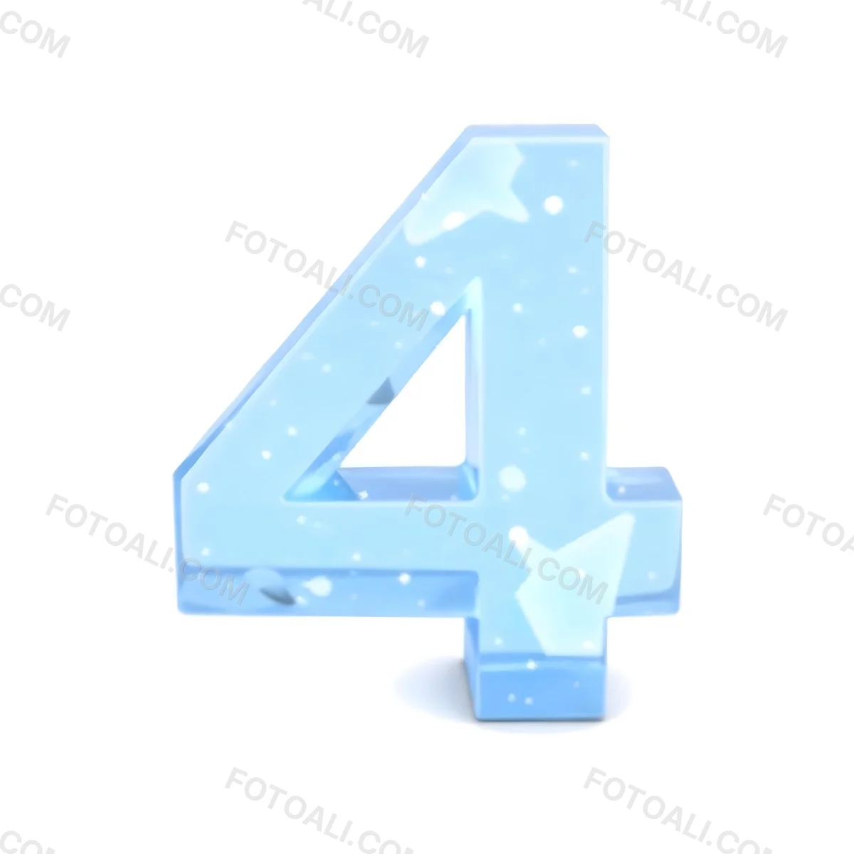 A Number Four Made Of Ice White Color Frozen Texture Isolated On A White Background Clear Details Studio Shot 14 9270