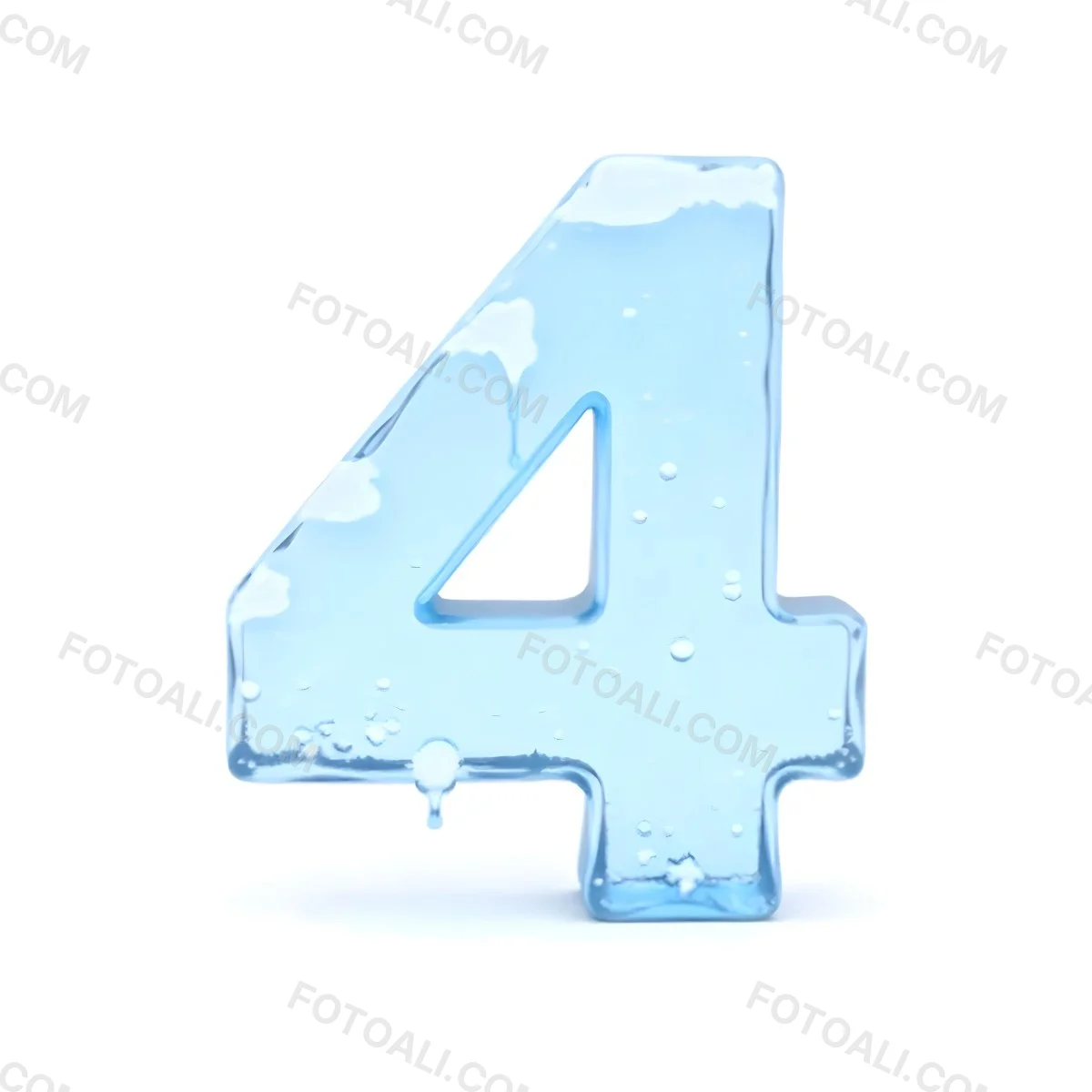 A Number Four Made Of Ice White Color Frozen Texture Isolated On A White Background Clear Details Studio Shot 18 5b32