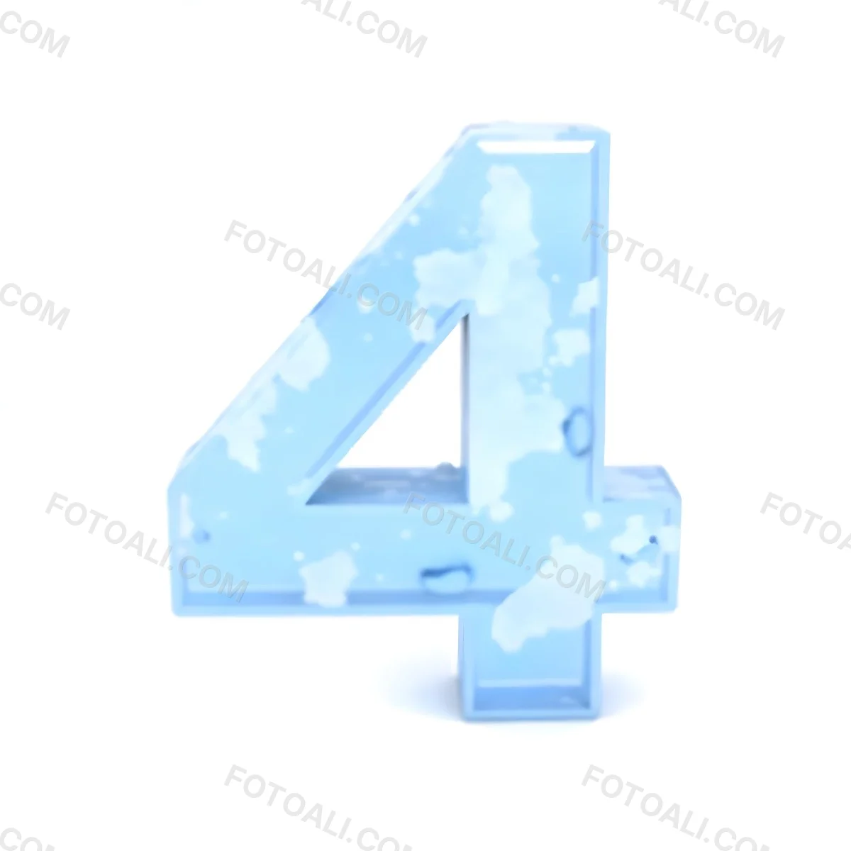 A Number Four Made Of Ice White Color Frozen Texture Isolated On A White Background Clear Details Studio Shot 23 8d7a