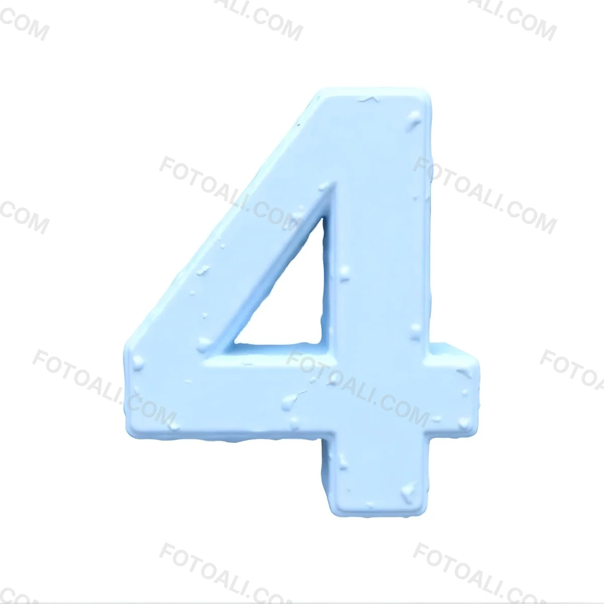 A Number Four Made Of Ice White Color Frozen Texture Isolated On A White Background Clear Details Studio Shot 33 0c86