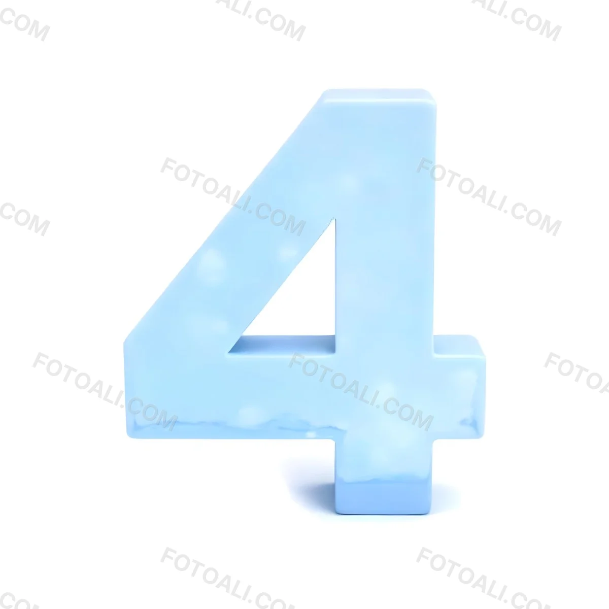 A Number Four Made Of Ice White Color Frozen Texture Isolated On A White Background Clear Details Studio Shot 6 3882