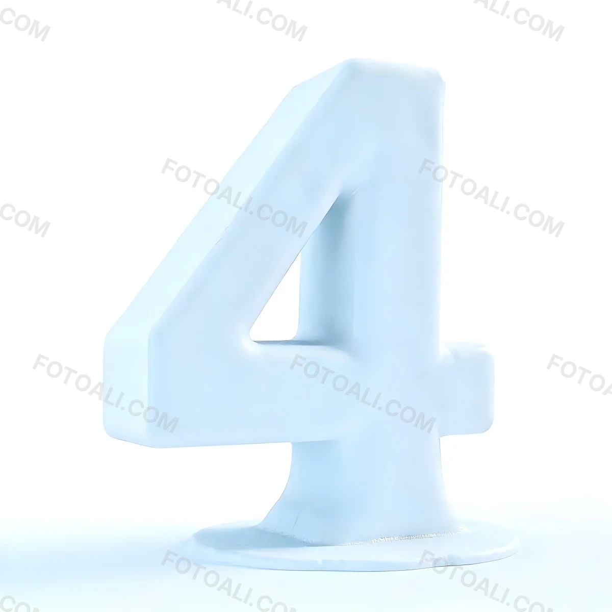 A Number Four Made Of Ice White Color Frozen Texture Isolated On A White Background Clear Details Studio Shot 7 1424