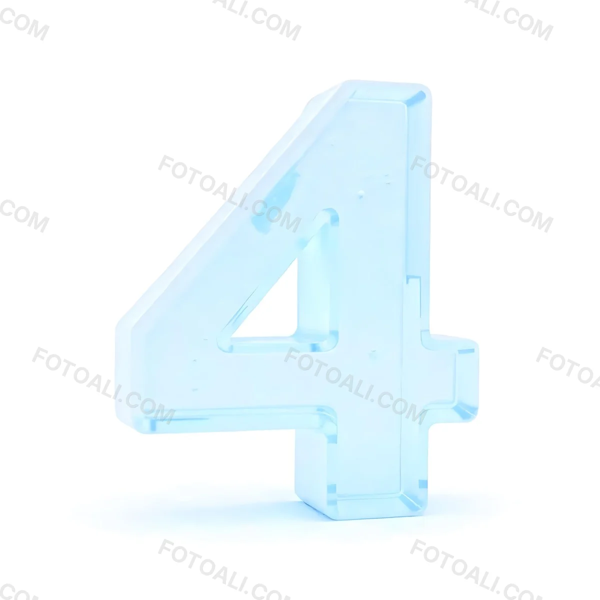 A Number Four Made Of Ice White Color Frozen Texture Isolated On A White Background Clear Details Studio Shot 8 28fb