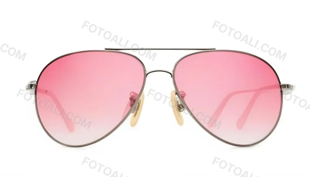 A Pair Of Aviator Sunglasses With Pink Gradient Lenses And Silver Frames Isolated On A White Background 1 2e84