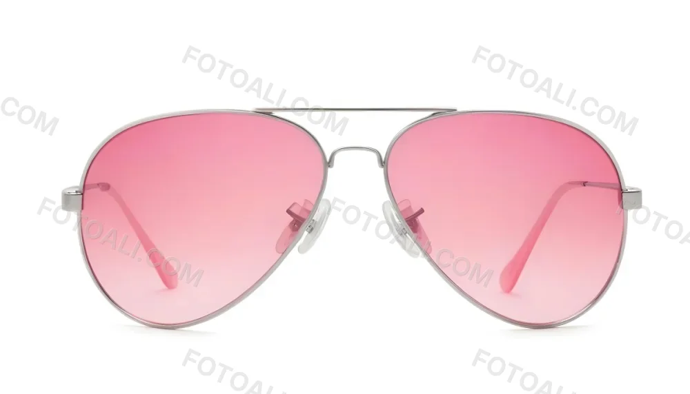 A Pair Of Aviator Sunglasses With Pink Gradient Lenses And Silver Frames Isolated On A White Background 10 850a