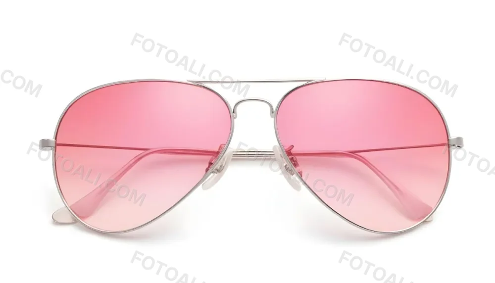 A Pair Of Aviator Sunglasses With Pink Gradient Lenses And Silver Frames Isolated On A White Background 11 D818