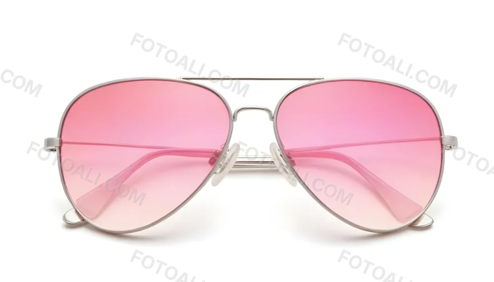 A Pair Of Aviator Sunglasses With Pink Gradient Lenses And Silver Frames Isolated On A White Background 12 69b6