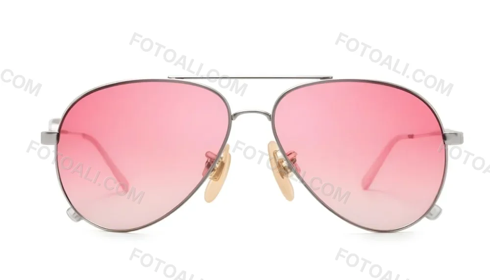 A Pair Of Aviator Sunglasses With Pink Gradient Lenses And Silver Frames Isolated On A White Background 2 Ce33
