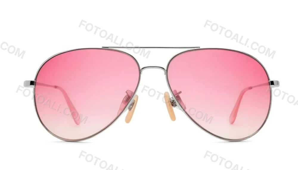 A Pair Of Aviator Sunglasses With Pink Gradient Lenses And Silver Frames Isolated On A White Background 3 F2a6