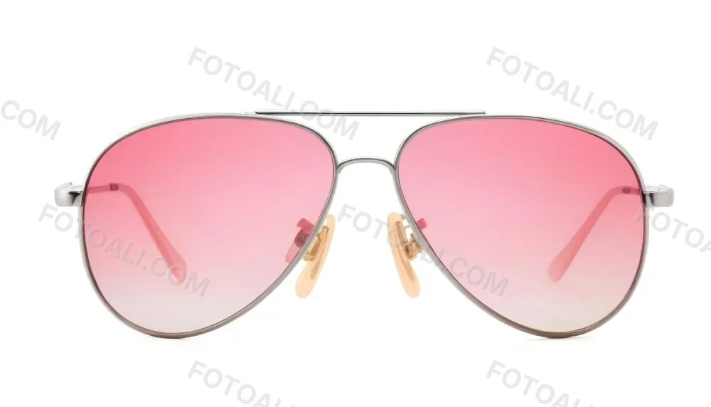 A Pair Of Aviator Sunglasses With Pink Gradient Lenses And Silver Frames Isolated On A White Background 4 0c9e