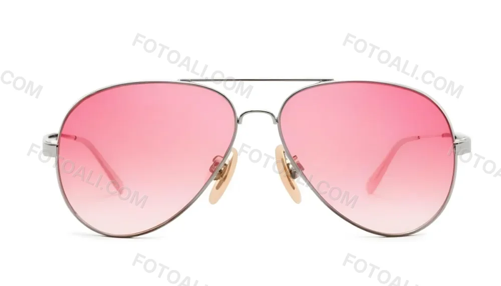 A Pair Of Aviator Sunglasses With Pink Gradient Lenses And Silver Frames Isolated On A White Background 5 C32d
