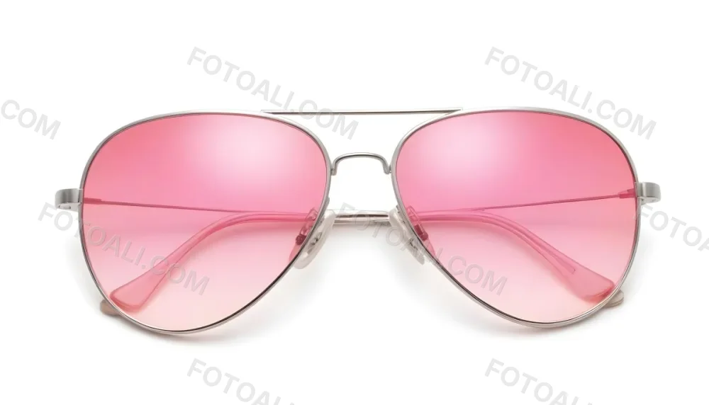 A Pair Of Aviator Sunglasses With Pink Gradient Lenses And Silver Frames Isolated On A White Background 6 0f2f
