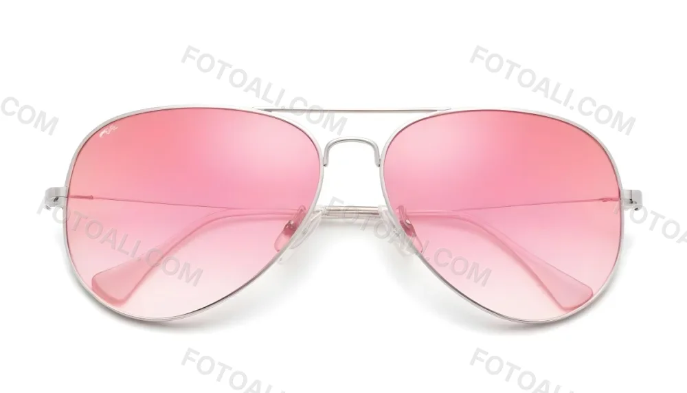 A Pair Of Aviator Sunglasses With Pink Gradient Lenses And Silver Frames Isolated On A White Background 7 A6c9