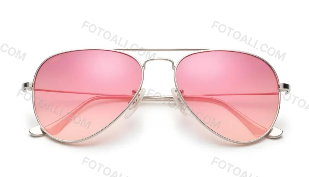 A Pair Of Aviator Sunglasses With Pink Gradient Lenses And Silver Frames Isolated On A White Background 8 D04e