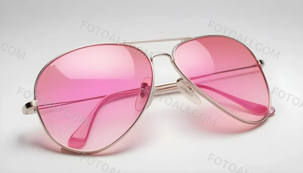 A Pair Of Aviator Sunglasses With Pink Gradient Lenses And Silver Frames Isolated On A White Background 9 3e47