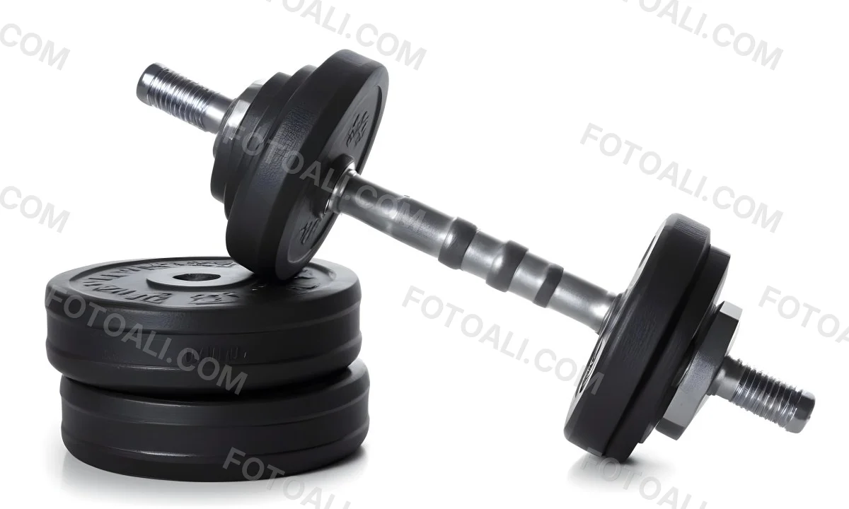 A Pair Of Black Metal Dumbbells With Weight Plates Stacked On A Dark Surface 1 72b9