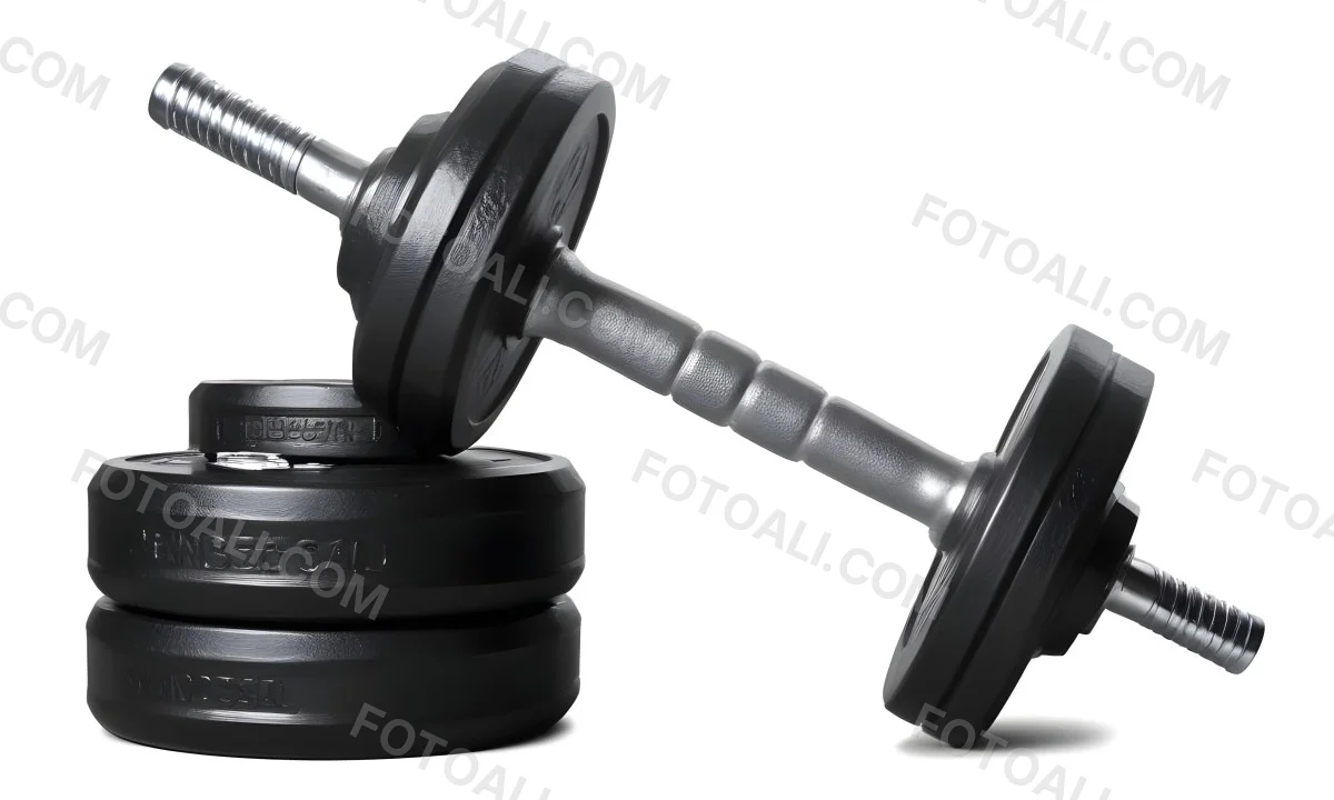 A Pair Of Black Metal Dumbbells With Weight Plates Stacked On A Dark Surface 10 Ee32