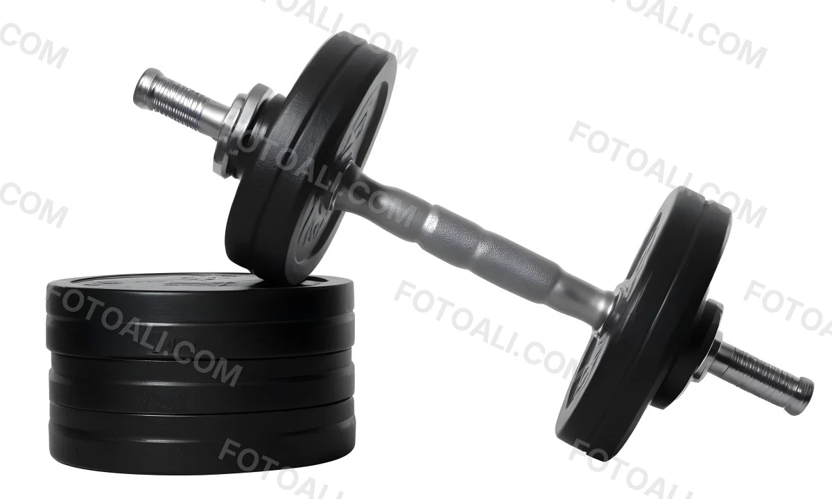 A Pair Of Black Metal Dumbbells With Weight Plates Stacked On A Dark Surface 4 07e5