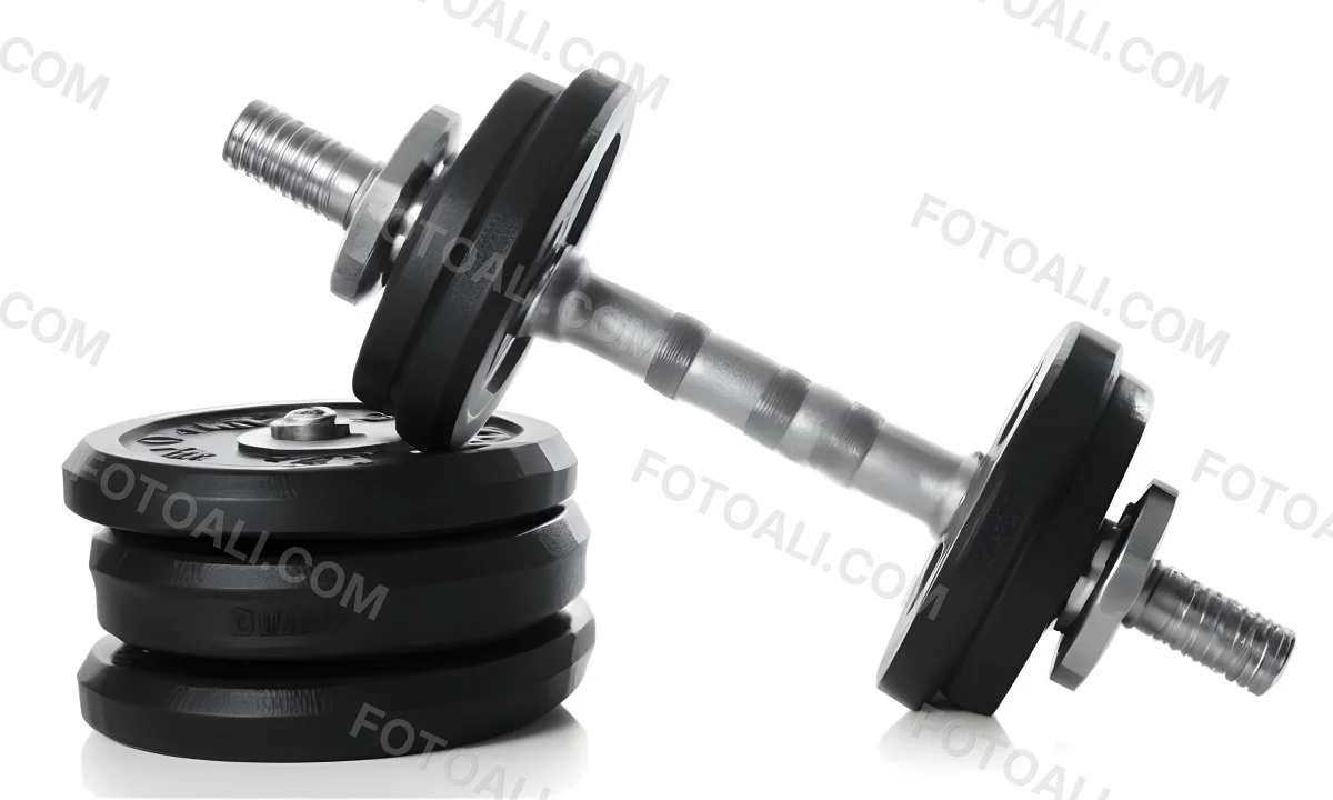 A Pair Of Black Metal Dumbbells With Weight Plates Stacked On A Dark Surface 6 A40b