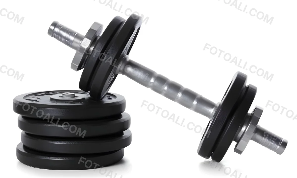 A Pair Of Black Metal Dumbbells With Weight Plates Stacked On A Dark Surface 7 8533