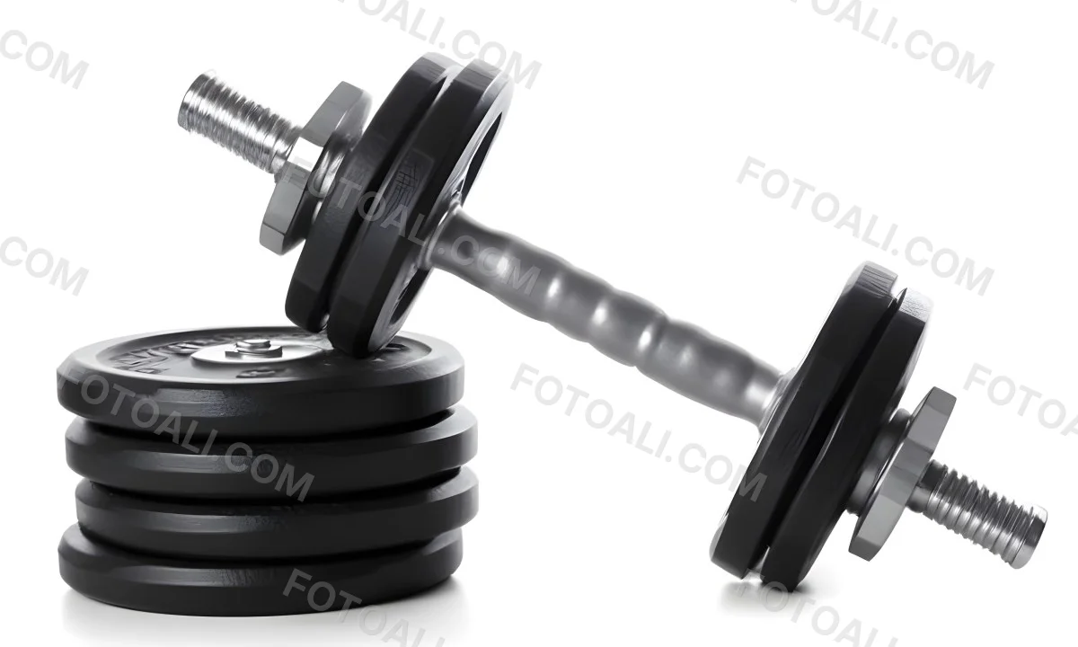 A Pair Of Black Metal Dumbbells With Weight Plates Stacked On A Dark Surface 8 C0c8