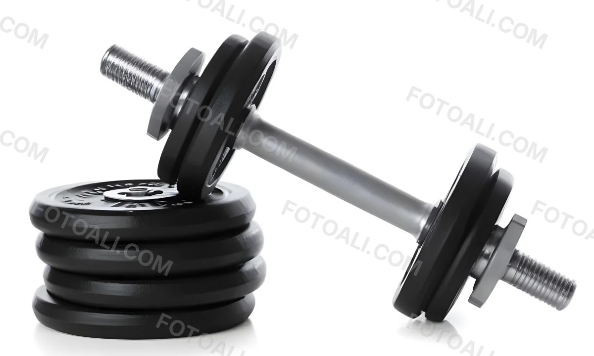 A Pair Of Black Metal Dumbbells With Weight Plates Stacked On A Dark Surface 9 9948
