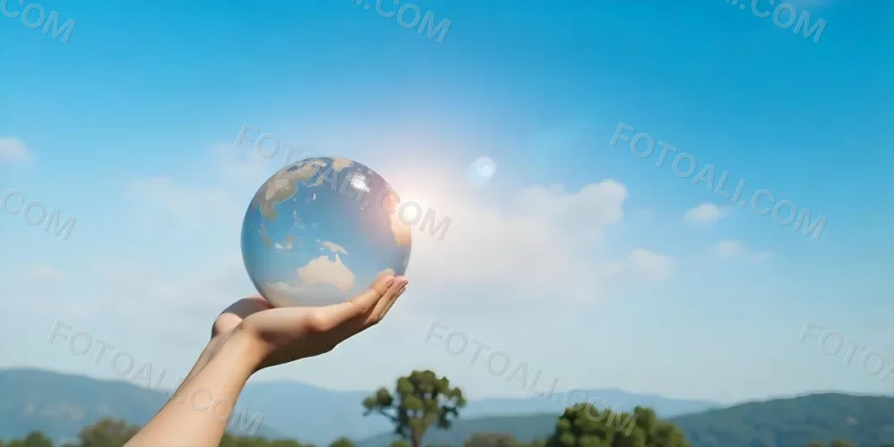 A Pair Of Hands Holding The Sun The Sun Is Shining From Behind The Sun Blue Sky And Green Field In The Background 26 6b38