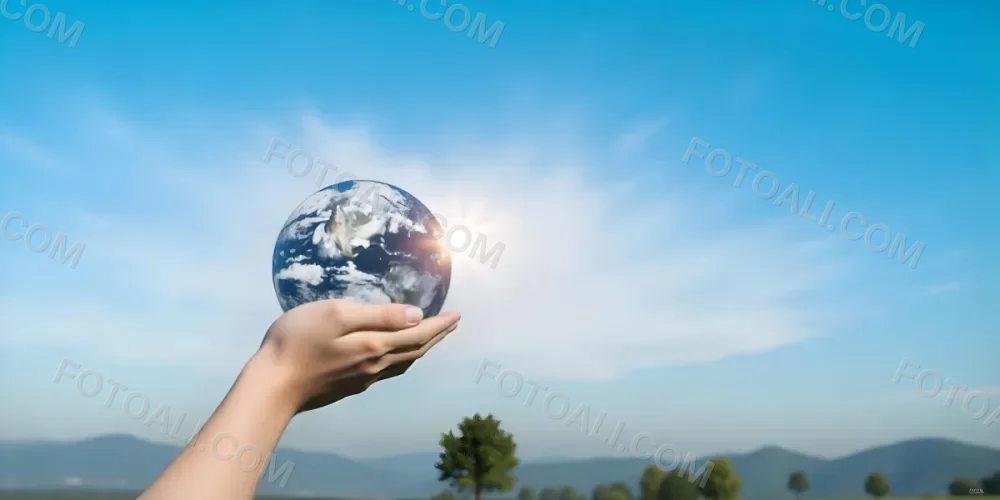 A Pair Of Hands Holding The Sun The Sun Is Shining From Behind The Sun Blue Sky And Green Field In The Background 5 43dc