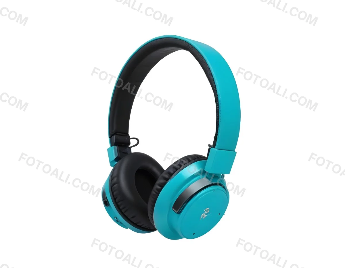 A Pair Of Turquoise And Black Wireless Headphones With A Padded Headband And Earcups Isolated On A Black Background 16 0dc5