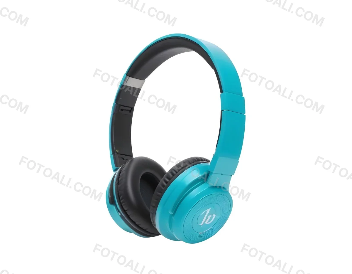 A Pair Of Turquoise And Black Wireless Headphones With A Padded Headband And Earcups Isolated On A Black Background 17 Eb5f